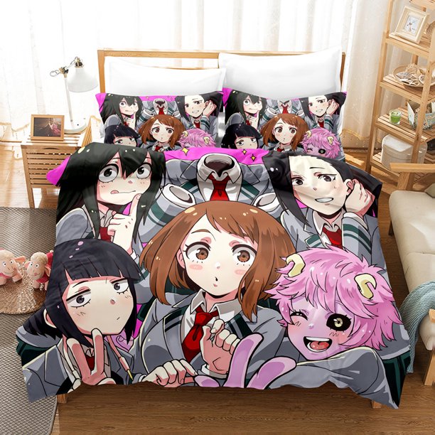My_Hero_Academia 3 Pcs Comforter Set with 2 Pillowcases,My_Hero_Academia Bedding Set Sheet Set for Kids Adults,All Season Lightweight