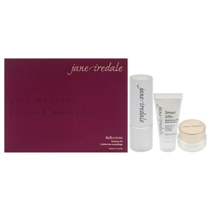 Jane Iredale - Kit De Maquillaje Reflejos De Para Mujer - Juego De Regalo Con Barra De Resaltador De Tiempo Brillante - Solsticio, Polvo Dorado De Karat, Imprimación Facial Suave Y Luminosa Mini