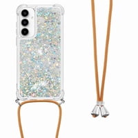 Funda Foxdock Para Samsung Galaxy A35 Con Cuerda Ajustable, Brillo Líquido, Protección Antigolpes Y Lente – Ideal Para Regalo
