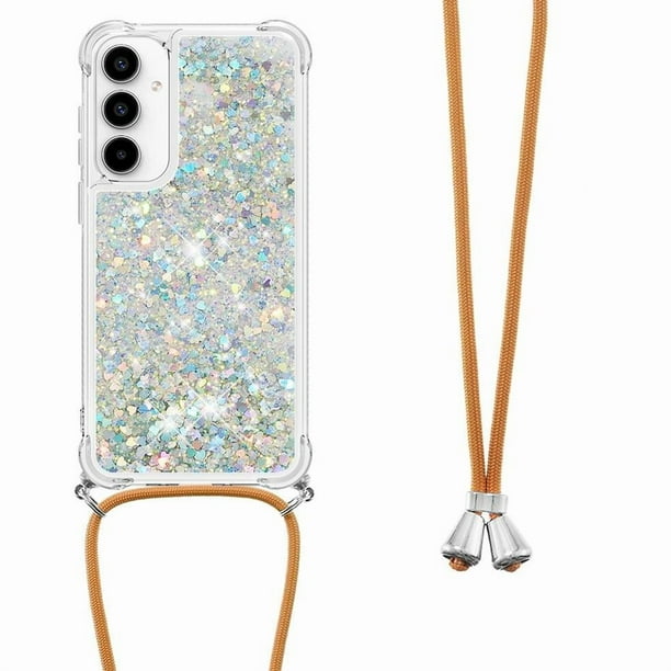 Funda FOXDOCK para Samsung Galaxy A35 con Cuerda Ajustable, Brillo Líquido, Protección Antigolpes y Lente – Ideal para Regalo