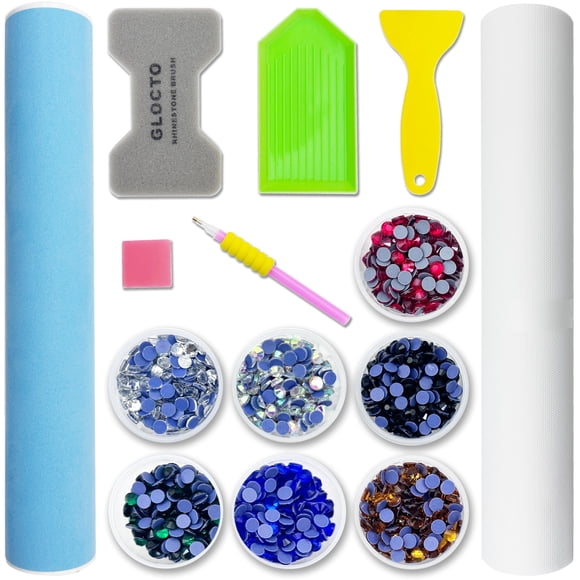 Plantilla de stencil GLOCTO de 3 yardas, flocado, 7 colores, strass