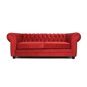 Barra Design - Sofá Chesterfield 3C Felpa Rojo