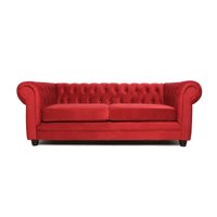 Barra Design - Sofá Chesterfield 3C Felpa Rojo