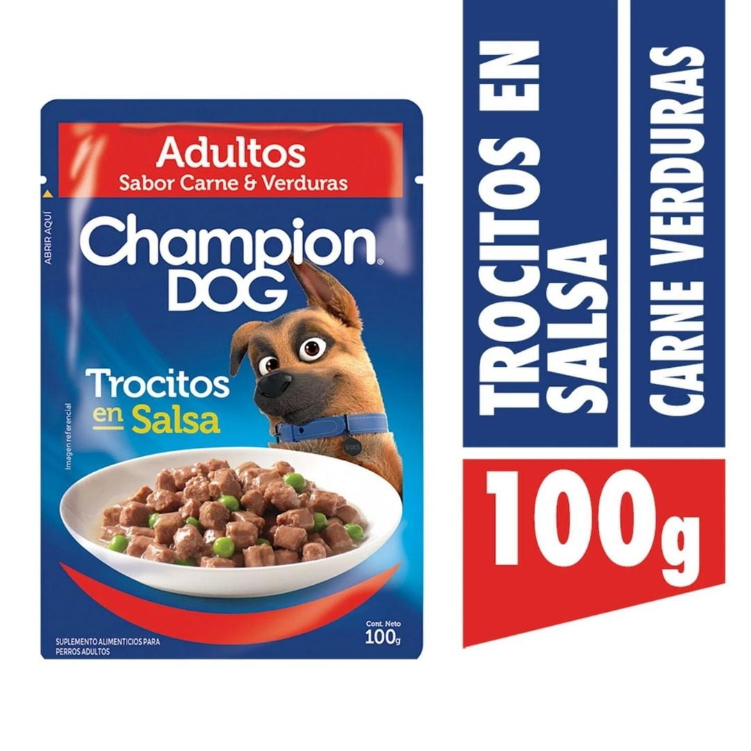 Champion Dog - Trocitos En Salsa Sabor Carne 100gr X24 Und