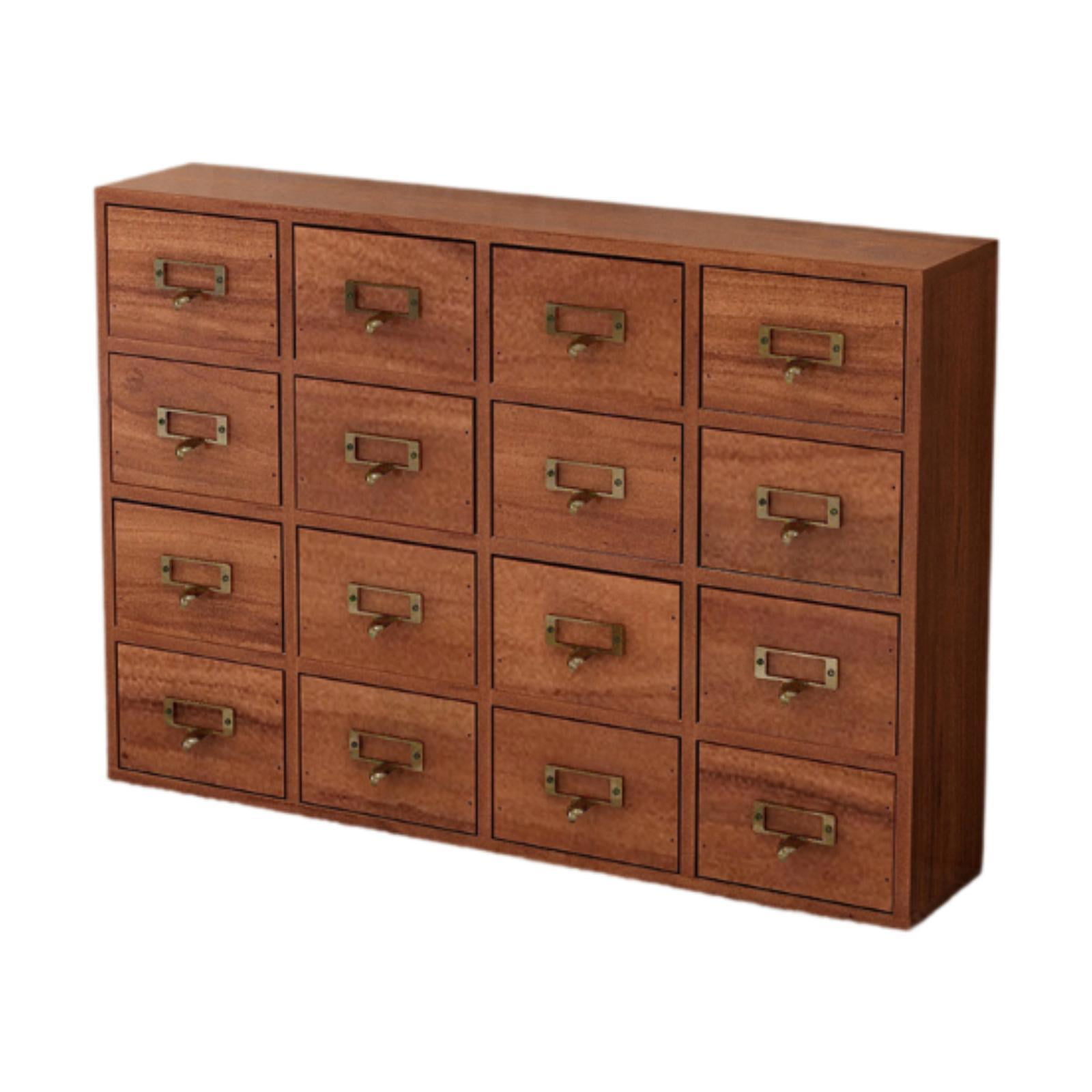 Magideal - Caja De Almacenamiento Con Cajones De Madera, Caja De Joyería De Escritorio, Estilo Rústico Vintage Retro Con Cajones, Organizador De Té, Organizador 50x10x35cm