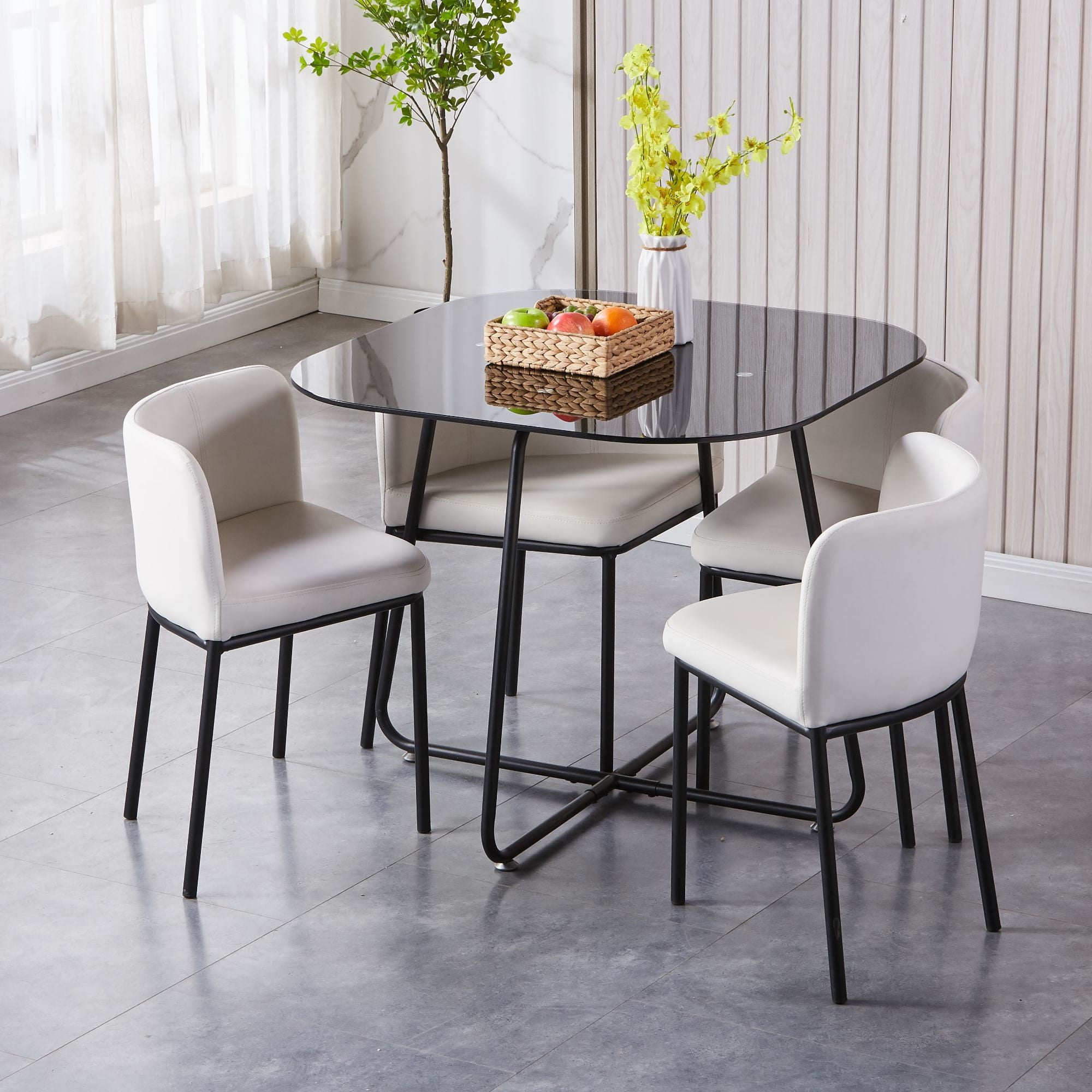 Mainstays - Juego Comedor Centra 4 Sillas Negro - Blanco