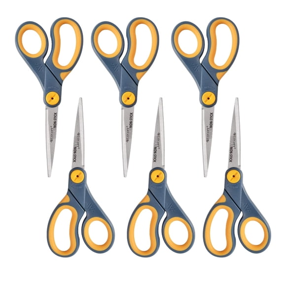 Tijeras Westcott, antiadherentes de titanio, 20 cm, para oficina y hogar, paquete de 6