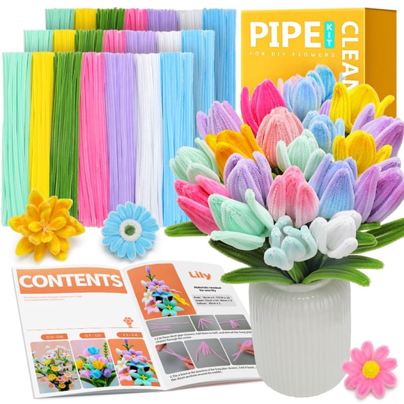 Kit de limpiapipas IOOLEEM para hacer flores, 480 piezas con accesorios