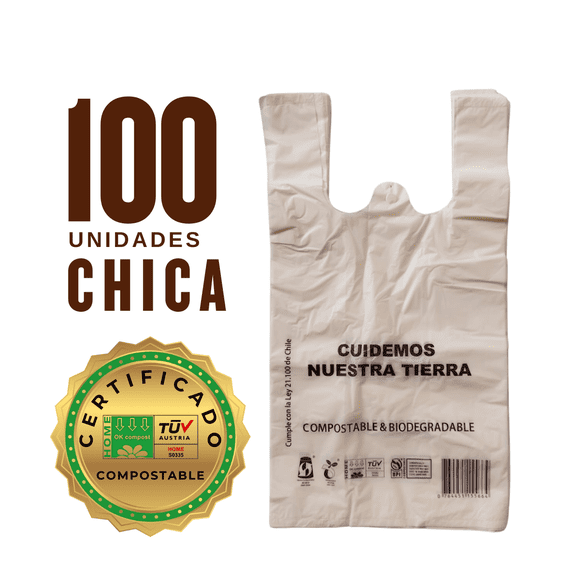 Bolsa Compostable y biodegradable | 36x40 cm | 100 unidades