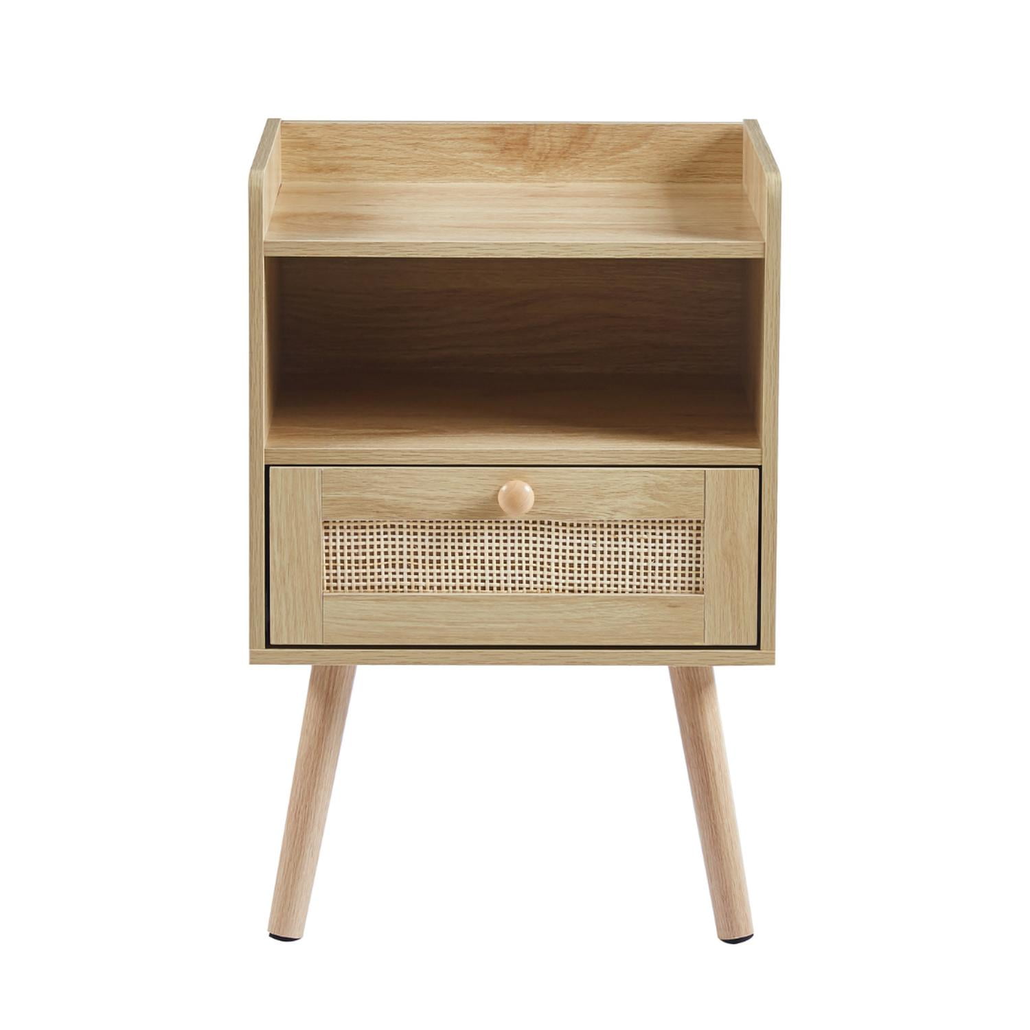 Pandalino - Velador Norlan: Elegante Y Funcional, Con Cajón Y Espacio Extra Cafe