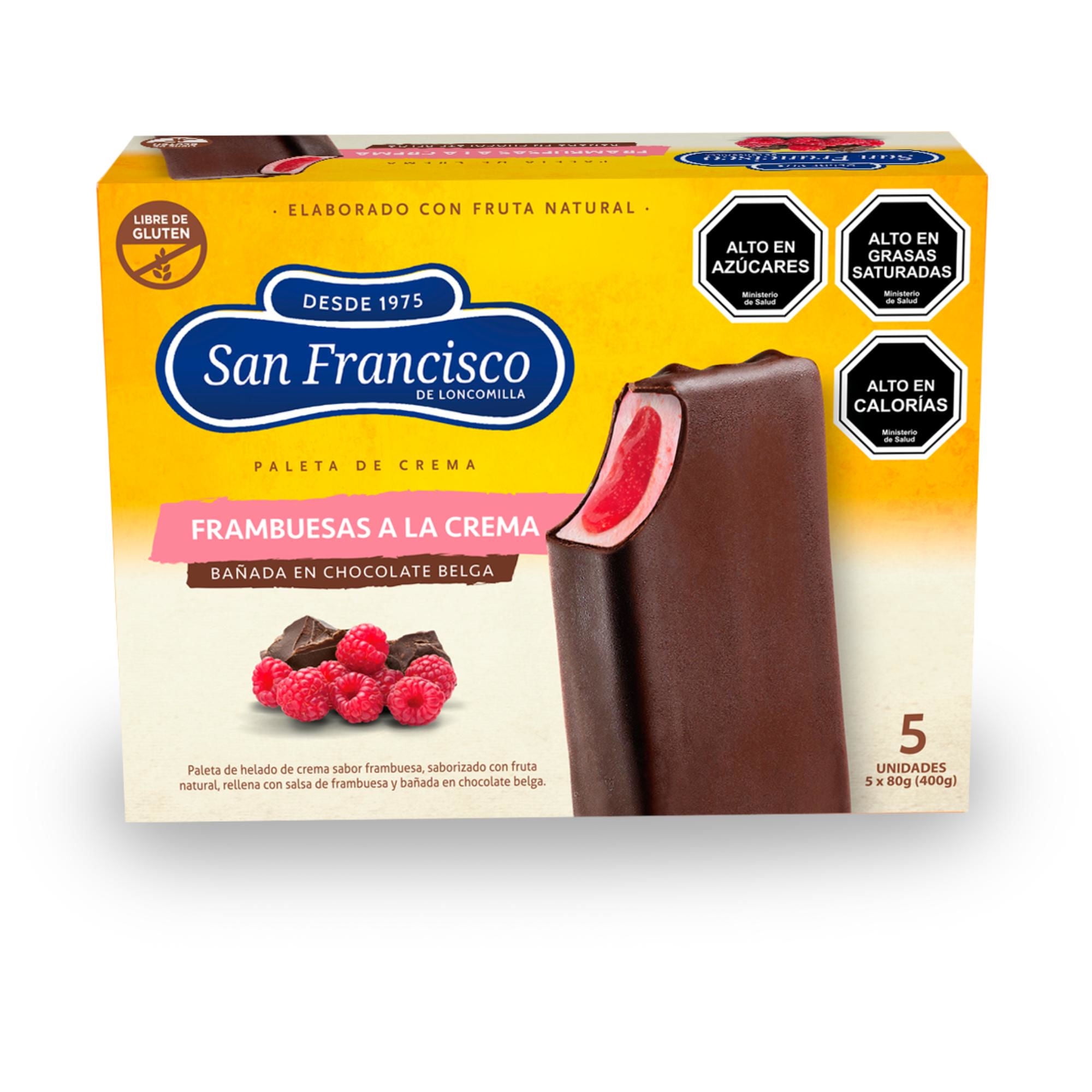 Helado Paleta Frambuesas A La Crema Caja 5 un San Francisco
