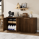 thumbnail image 3 of 59-inch modern wavy sideboard, curved contour design storage cabinet, 4-door cabinet with storage function, suitable for kitchen/bedroom/living room, Walnut, 59.0"L x 15.7"W x 27.7"H, 3 of 3