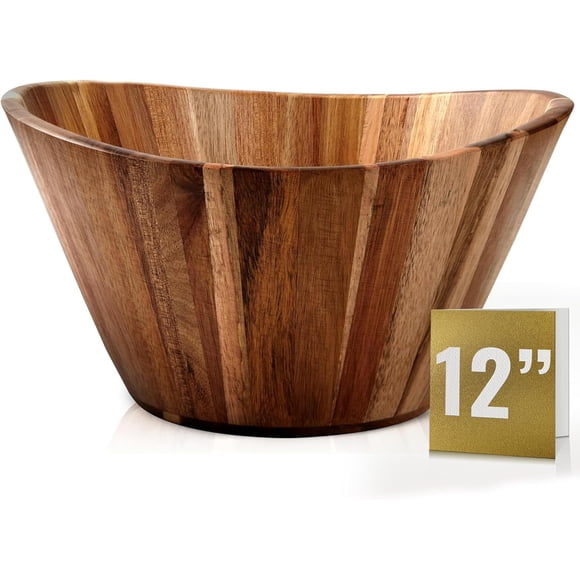 Ensaladera de Acacia Woodenhouse 30 cm Hecha a Mano 12"