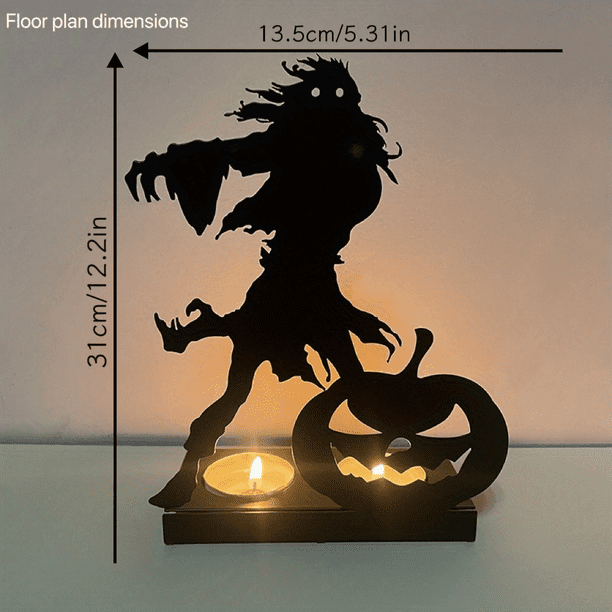 1pc Metal Iron Ghost Jack-o'-lantern Skeleton Candle Holder for Autumn Thanksgiving Halloween Harvest Festival - Luminous Atmosphere Props for Home Table Decor
