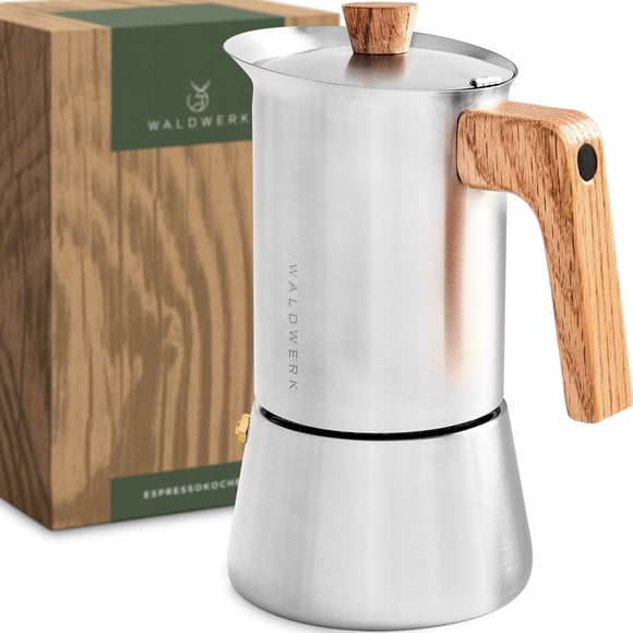 Cafetera Moka De 300 Ml Con Mango De Madera De Roble