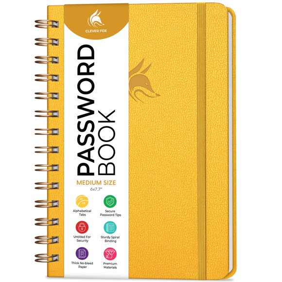 Libro de Contraseñas Clever Fox Mediano Ámbar Amarillo