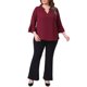 thumbnail image 2 of Agnes Orinda Blusas Elegantes de Talla Grande para Mujeres con Mangas de Campana 3/4, Doble Capa de Chifón, Camisas de Trabajo Túnica 4X Burdeos, 2 of 6