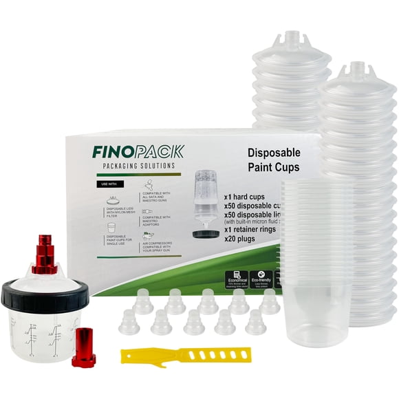 Copa de Pintura ENDOZER 180 ML paquete de 50 + Revestimientos y tapas