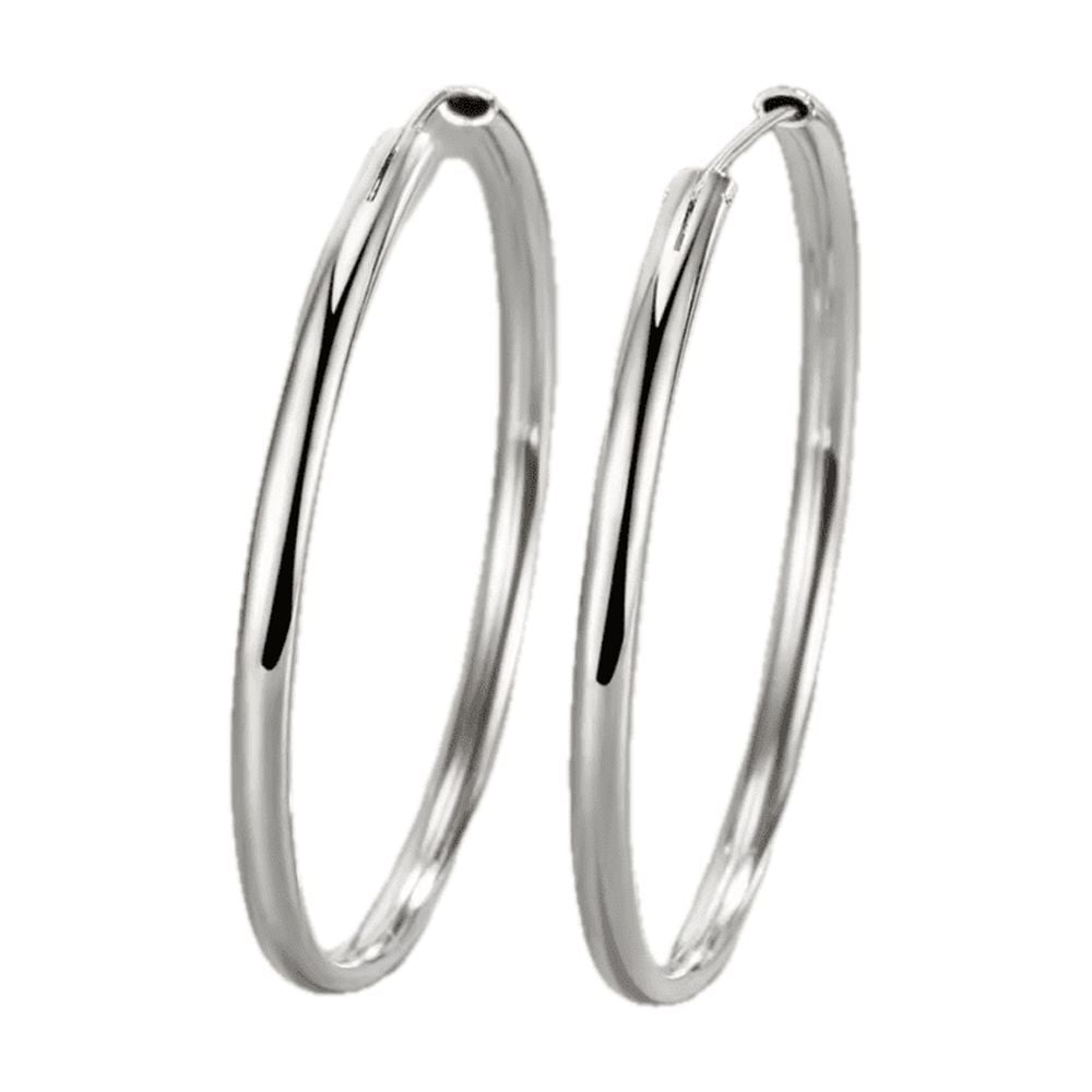 Fershop - Aros Plata Argolla Borde Ovalado 40 Mm