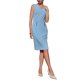 thumbnail image 2 of Vestido lápiz hasta la rodilla sin mangas con cuello en V para mujer 2025 Verano Oficina Trabajo Vestidos ajustados XL Azul cielo, 2 of 5