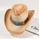 thumbnail image 1 of Boho Western Cowboy Straw Hat - Hand Woven Faux Jade Chain Decor Hat for Women, Men, and Unisex - Perfect for Summer Beach and Casual Wear, 1 of 5