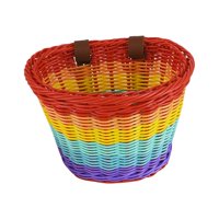 Magideal - Cesta De Bicicleta Con Manillar Delantero Para Chico, Cesta De Bicicleta De Mimbre De Imitación, Accesorio Ligero Universal, Ajustable, Tejido A Mano Arcoíris