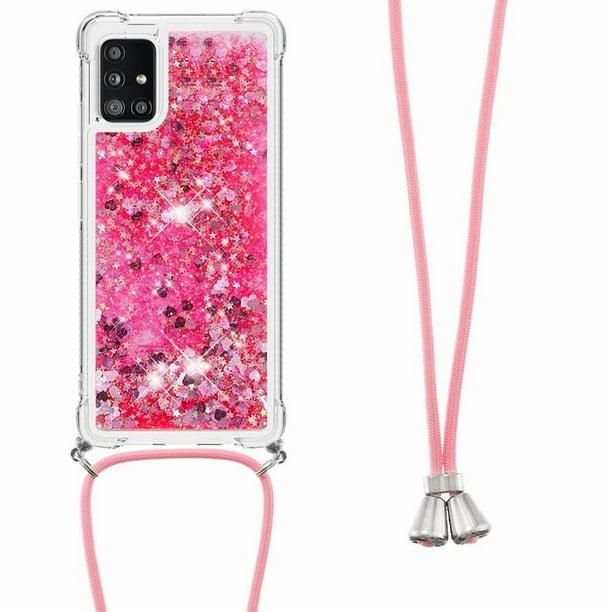 Funda FOXDOCK para Samsung Galaxy A71 5G con Cuerda Ajustable, Brillo Líquido, Protección Antigolpes y Lente – Ideal para Regalo