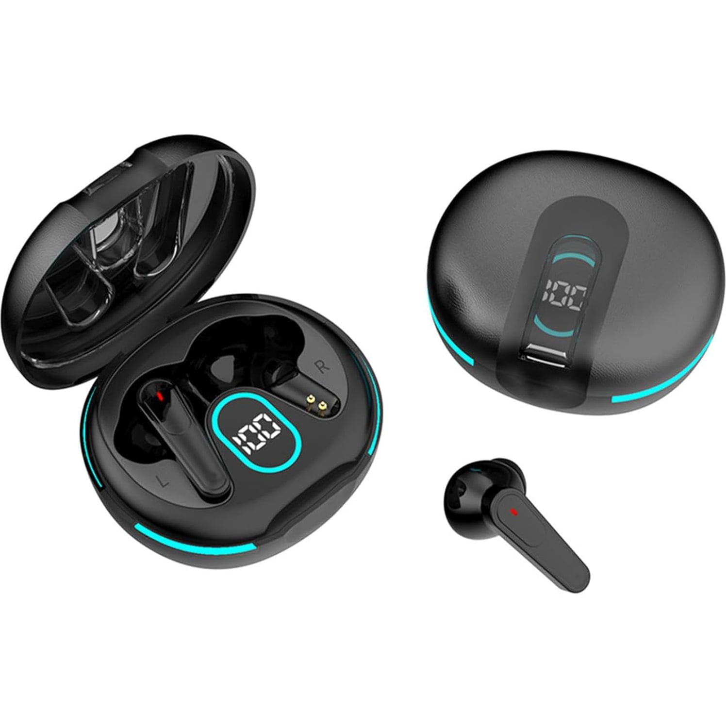 Genérico - Auriculares Inalámbricos - Auriculares Verdaderamente Inalámbricos, Auriculares Bluetooth 5.4 Con Cancelación De Ruido Y Pantalla Led, Micrófonos Integrados, Livianos Y Con Resistencia Al Agua Ipx4