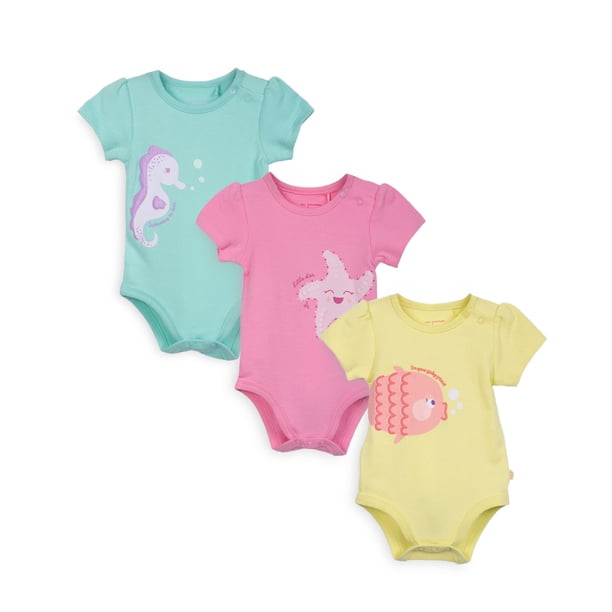 Pack 3 Body Recién Nacido Niña Manga Corta Algodón Surtido Pillin