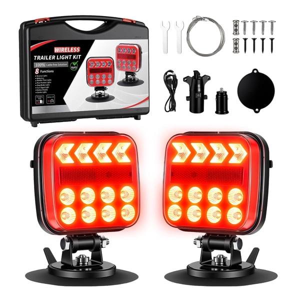 Luces de remolque QINOJA LED inalámbricas impermeables de 6 modos