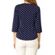 thumbnail image 3 of INSPIRE CHIC Blusa de Mujer para Regreso a Clases Cuello en V Mangas 3/4 Estampado de Lunares y Corazones con Botones al Frente Azul Oscuro 2XL, 3 of 7