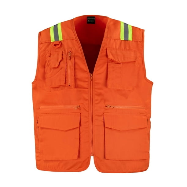 Chaleco Geólogo Gabardina Dual Hi-Vis Con Cinta Día y Noche Hombre Naranjo