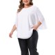 thumbnail image 4 of Agnes Orinda Blusas Casuales de Verano Fluidas con Cuello Redondo y Mangas de Pétalo 3/4 para Mujer de Talla Grande, Talla 3X, Blanco, 4 of 8