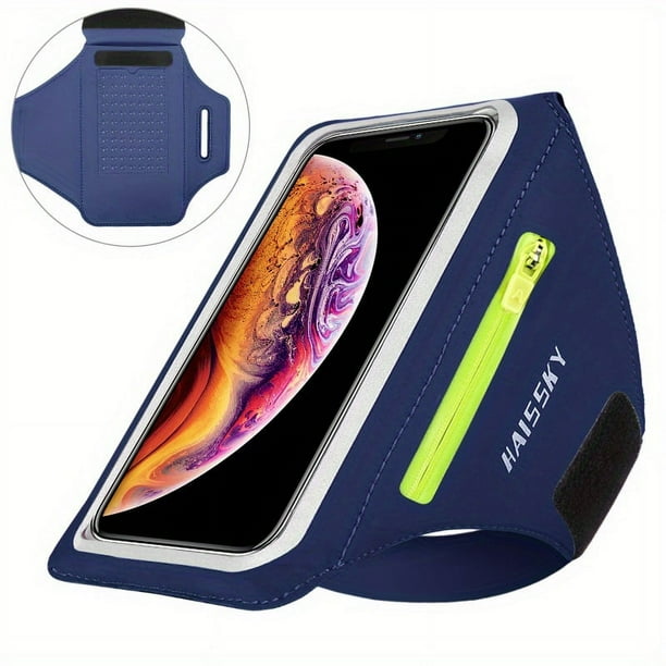 HAISSKY 6.9" Zipper Bag Running Sports Armband Case For IPhone 14 13 12 11 Pro Max 14 Plus Universal Non-slip On Hand Arm Band Phone Pouch