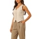 thumbnail image 4 of Chaleco sin mangas de botón y cuello en V para mujer Inspire Chic, crop, talla S, color caqui, 4 of 6