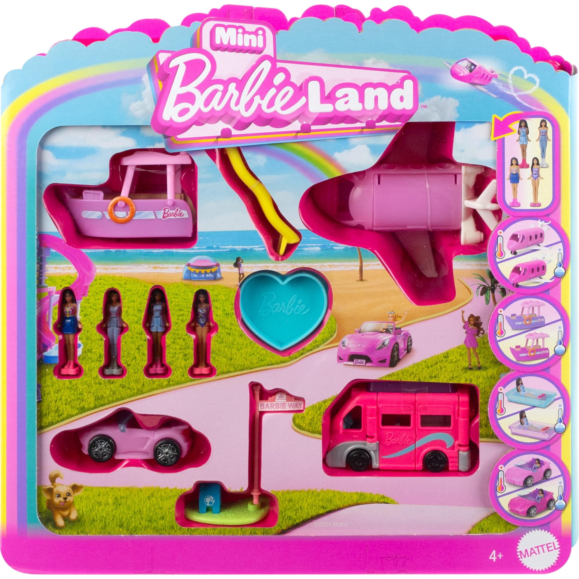 Set De Juguete Barbie Mini Barbieland 4 Muñecas Y Vehículos