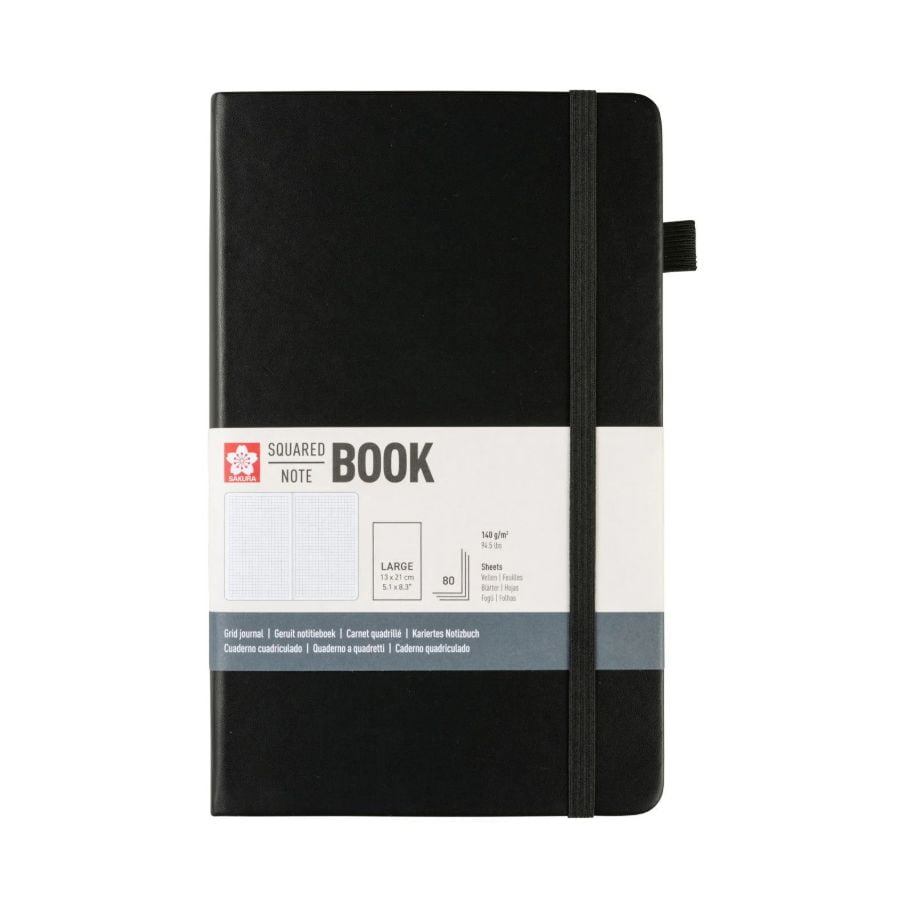 Libreta Hoja Crema Con Cuadrados 13x21cm(negro), Sakura