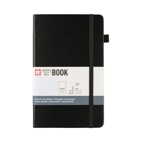 Libreta Hoja Crema Con Cuadrados 13X21Cm(Negro), Sakura