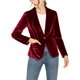 thumbnail image 5 of INSPIRE CHIC Blazer de Terciopelo para Mujer Color Sólido Cuello de Chal Una Botón Traje de Trabajo M Vino Rojo, 5 of 7