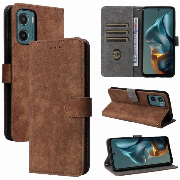 Funda Billetera para Motorola MOTO G05 4G con Soporte - Cartera de Cuero con Ranuras Marrón