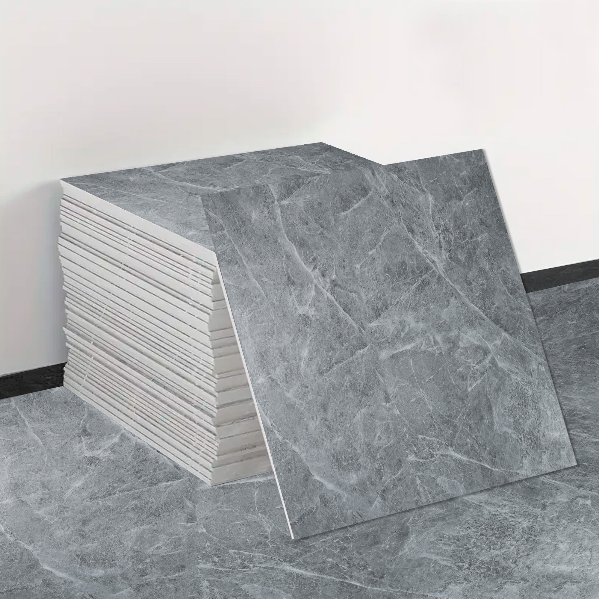 Joytek - Piso Vinílico Autoadhesivo Gris Mara 1 Unidad De 60x60 Cm - 15 Mm