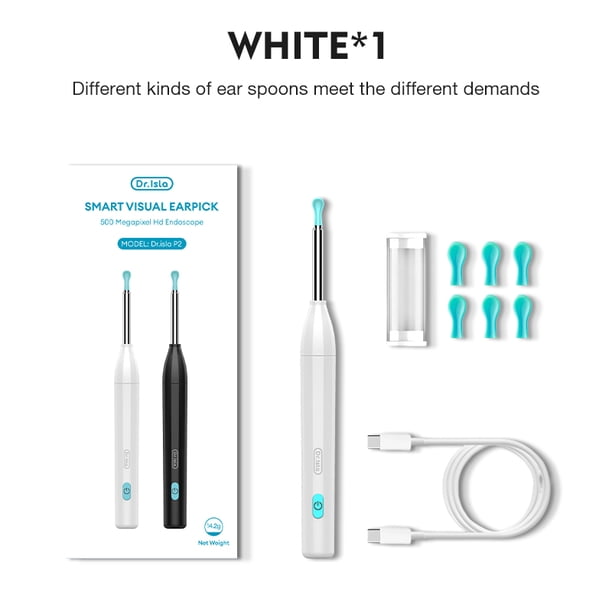 Dr.Isla Wireless WiFi Ear Pick Otoscope Camera Borescope Luminous Ear Wax Cleaning Teeth Oral Inspection Health Care Ear Cleaner