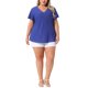 thumbnail image 2 of Agnes Orinda Blusa de Manga Acampanada para Mujer Talla Grande, Cuello en V, Primavera Verano, Camiseta Hueca, Talla 2X, Azul Real, 2 of 6