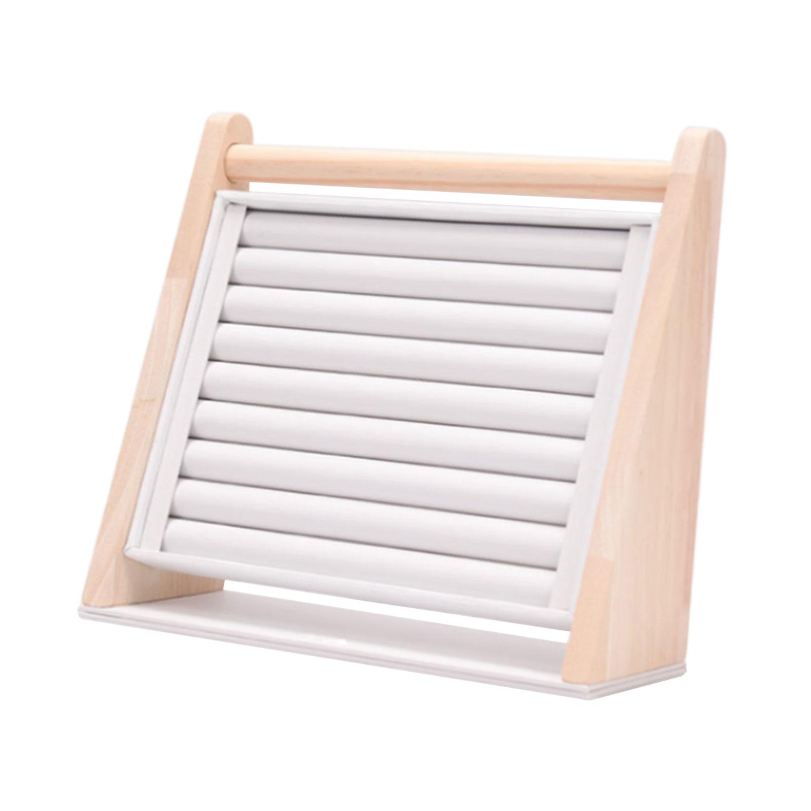 Magideal - Anillos Soporte De Exhibición Bandeja De Exhibición Vertical Gran Capacidad 9 Ranuras Largas Organizador De Joyas Escaparate Para Pendientes Encimera Blanco