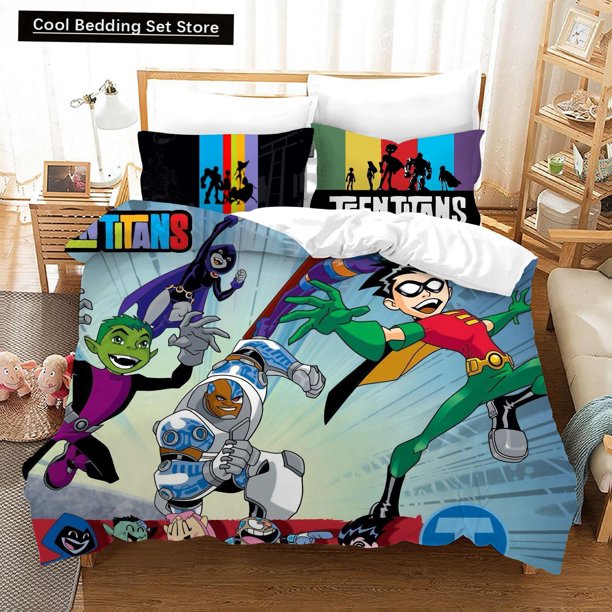 Teen Titans Go Bedding Sets Cartoon Quilt Bed Cover Duvet Cover Pillow Case Sets Us_Europe_UK Size Adult Children Bed Sheets