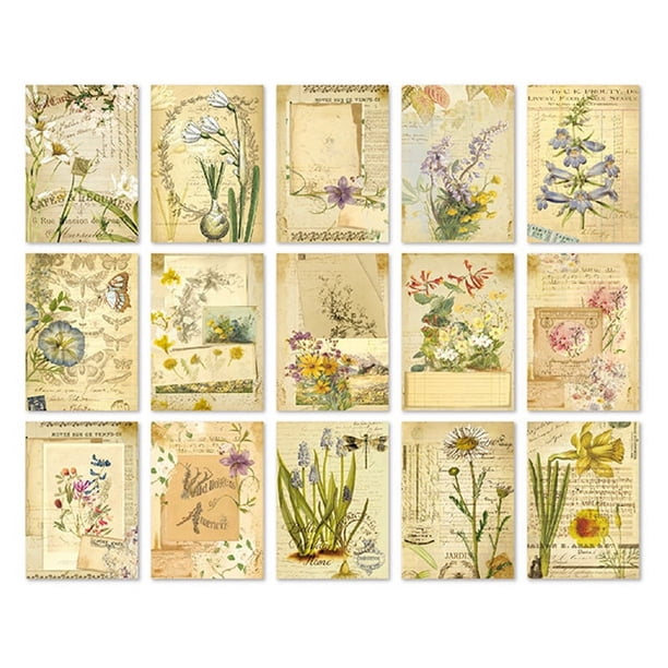 30pcs Vintage Flower Character Handmade Paper for Scrapbooking and Crafts