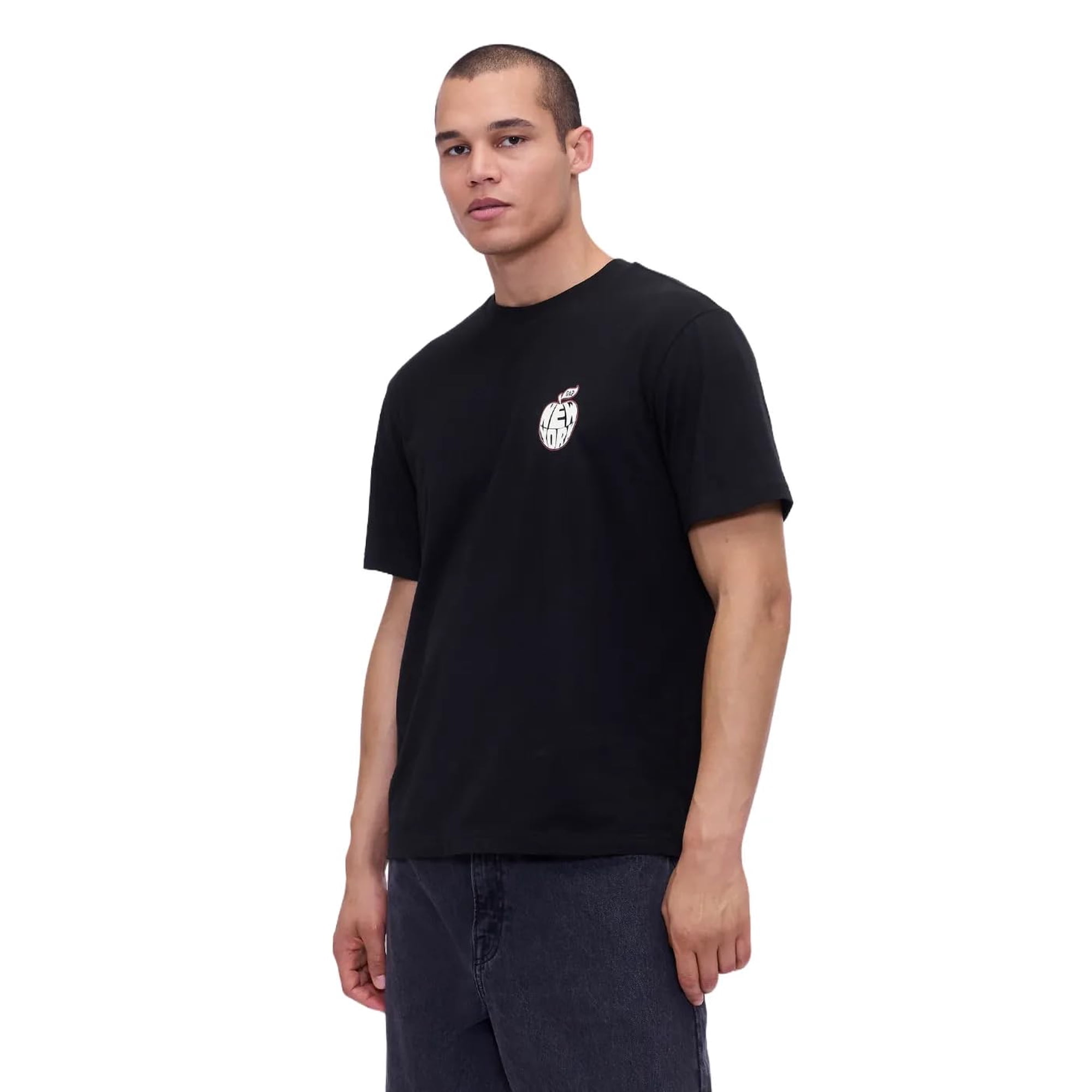 Camiseta Gap Para Hombre Con Logotipo Gráfico Tejida En Negro Verdadero V2, Talla S