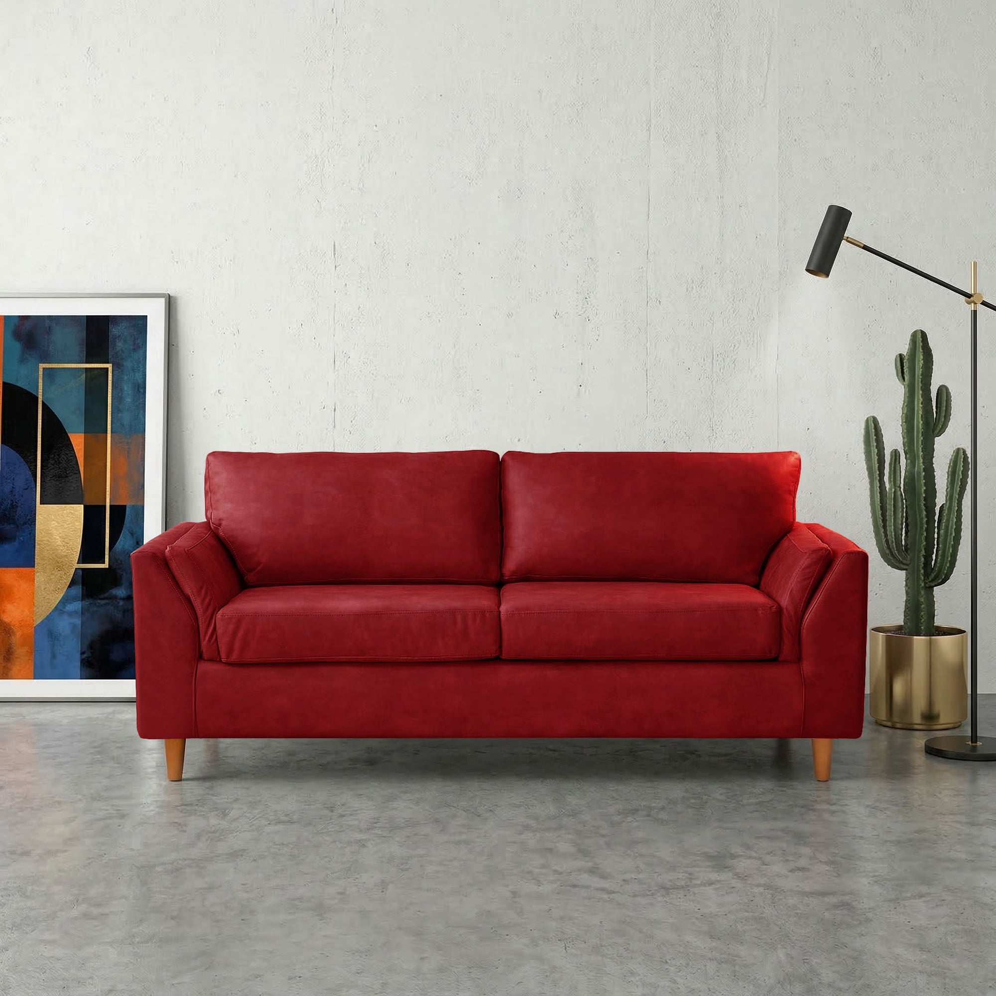 Latam Home - Sofa Milan 3c Con Resortes Pocket Cuero Kentucky Rojo