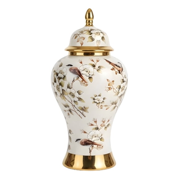 Potiche Decorativo Jarrón Adorno Diseño Floral Hogar Jhn