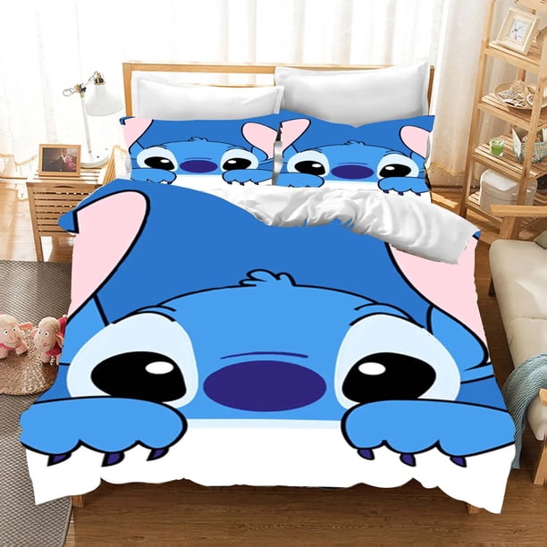 Stitch duvet cover pillowcase, cartoon bedding set home bedroom duvet cover set, boy and girl three-piece set Bed Sheets